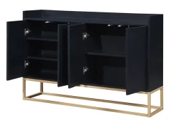 Aparador Moderno 120 x 30 x 80 cm - Aparador Estilo Minimalista con 4 Puertas para Comedor, Salón, Cocina - Negro
