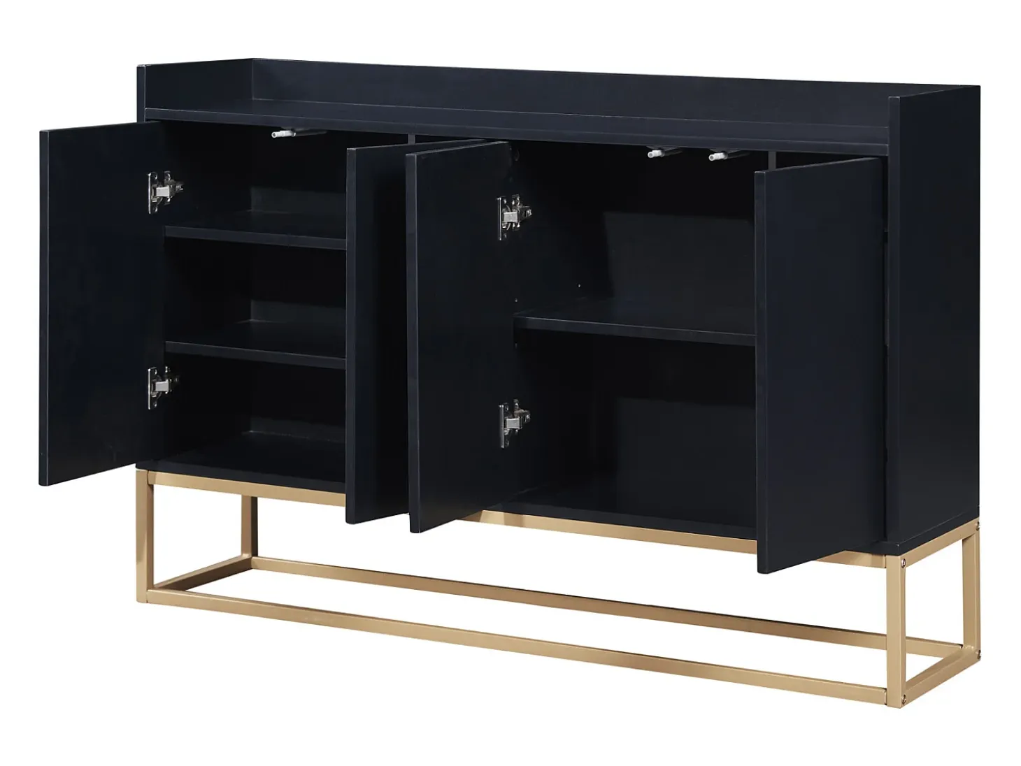 Aparador Moderno 120 x 30 x 80 cm - Aparador Estilo Minimalista con 4 Puertas para Comedor, Salón, Cocina - Negro