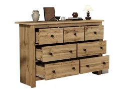 Aparador moderno con 7 cajones - 152 x 40 x 89 cm - Tablero de partículas - para comedor - Color madera