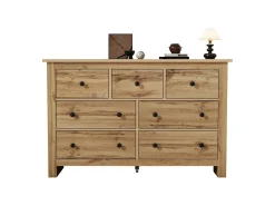Aparador moderno con 7 cajones - 152 x 40 x 89 cm - Tablero de partículas - para comedor - Color madera
