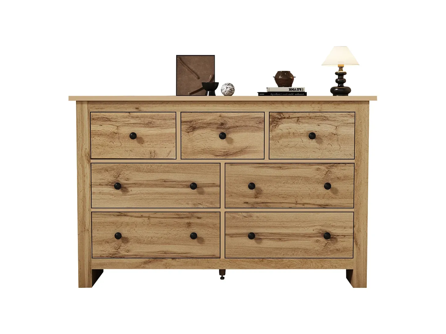 Aparador moderno con 7 cajones - 152 x 40 x 89 cm - Tablero de partículas - para comedor - Color madera