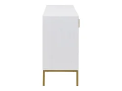 Aparador moderno de 4 puertas para salón - 160 x 40 x 80,5 cm - con patas de metal + estantes regulables - MDF - blanco