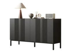 Aparador moderno de una sola línea, 4 puertas sin tiradores, para comedor, salón y cocina (145x41,5x80 cm)