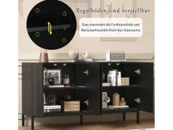 Aparador moderno de una sola línea, 4 puertas sin tiradores, para comedor, salón y cocina (145x41,5x80 cm)