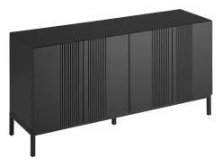 Aparador moderno de una sola línea, 4 puertas sin tiradores, para comedor, salón y cocina (145x41,5x80 cm)