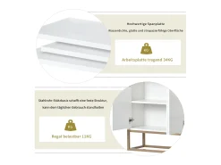Aparador moderno 120x30x80 cm – Estilo minimalista, 4 puertas, ideal para comedor, salón, cocina – Blanco