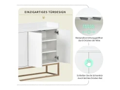Aparador moderno 120x30x80 cm – Estilo minimalista, 4 puertas, ideal para comedor, salón, cocina – Blanco