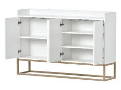 Aparador moderno 120x30x80 cm – Estilo minimalista, 4 puertas, ideal para comedor, salón, cocina – Blanco