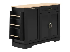 Aparador moderno 115x40x87cm - con 3 puertas y 1 cajón - con estante para especias - negro + natural