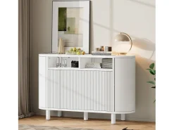 Aparador moderno 120x38x77cm - con 4 puertas - con patas de mueble ajustables - Blanco