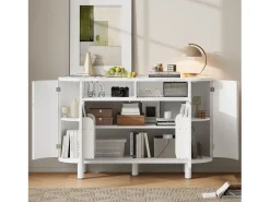 Aparador moderno 120x38x77cm - con 4 puertas - con patas de mueble ajustables - Blanco
