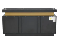 Aparador moderno 140x38x70cm con 3 puertas y tapa efecto mármol, negro y dorado