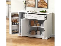 Aparador moderno y elegante - 107 x 40 x 83,4 cm - con 3 puertas + 1 cajón - para comedor y salón - MDF - blanco