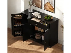 Aparador moderno y elegante - 107 x 40 x 83,4 cm - con 3 puertas + 1 cajón - para comedor y salón - MDF - negro