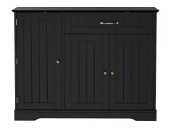 Aparador moderno y elegante - 107 x 40 x 83,4 cm - con 3 puertas + 1 cajón - para comedor y salón - MDF - negro