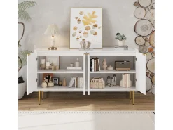 Aparador moderno y sencillo - 140 x 38 x 75 cm - mueble de almacenaje para salón con 4 puertas - MDF - blanco