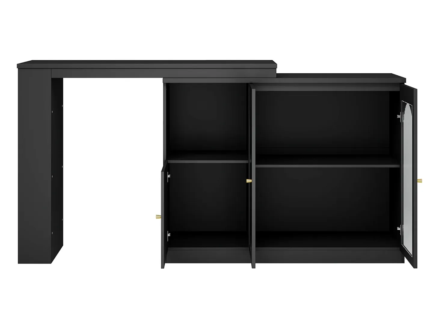 Aparador, Mueble bar giratorio de MDF - gran espacio de almacenamiento - estilo contemporáneo - Negro