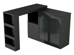 Aparador, Mueble bar giratorio de MDF - gran espacio de almacenamiento - estilo contemporáneo - Negro