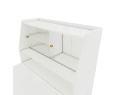 Aparador, Mueble bar retráctil - con compartimentos arriba - estilo moderno - Blanco