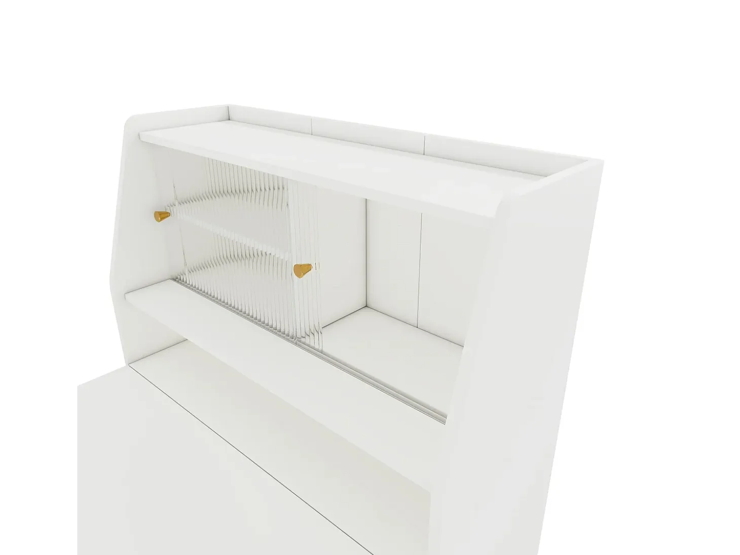 Aparador, Mueble bar retráctil - con compartimentos arriba - estilo moderno - Blanco