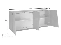 Aparador mueble salón 200 cm 4 compartimentos 2 puertas pizarra Vega Day