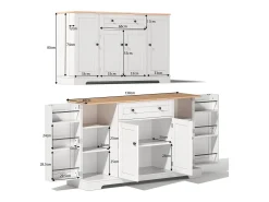 Aparador multifuncional - Aparador con cajón, puertas con estantes regulables, diseño moderno con protección antivuelco (138x47x80 cm)