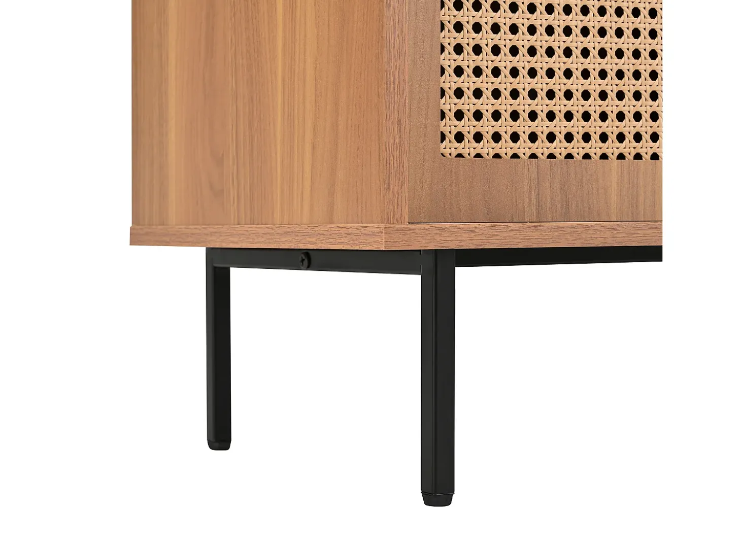 Aparador natural con 2 puertas correderas y 3 cajones, estantes regulables 140x37x91 cm