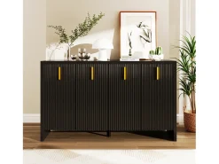 Aparador negro - Aparador de 4 puertas con estantes ajustables - para sala de estar y comedor