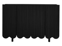 Aparador negro con 4 puertas texturizadas y patas cilíndricas - para salón y comedor