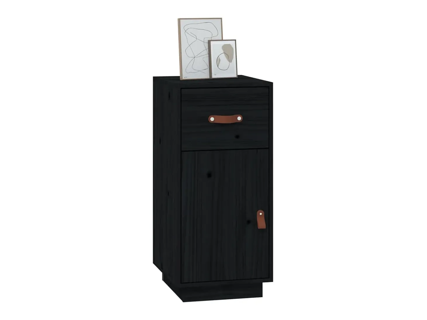 Aparador Negro 34x40x75 cm Madera Maciza de Pino