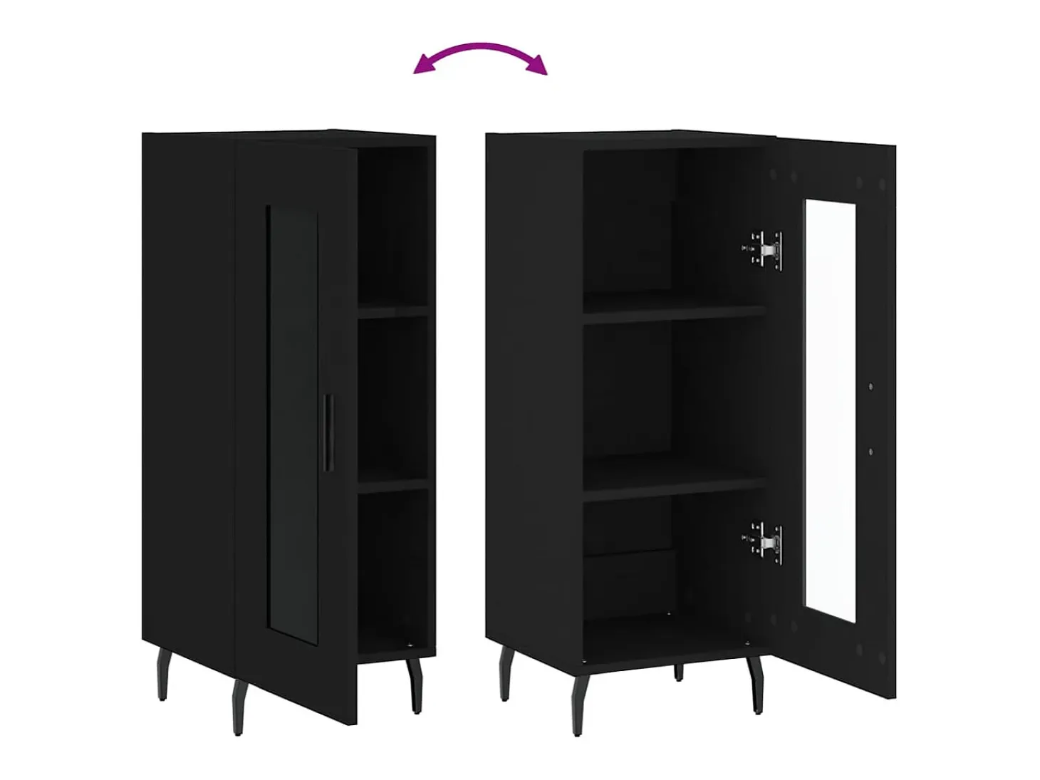 Aparador negro 34,5x34x90 cm Madera de ingeniería