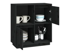 Aparador negro 74x35x80 cm madera maciza de pino