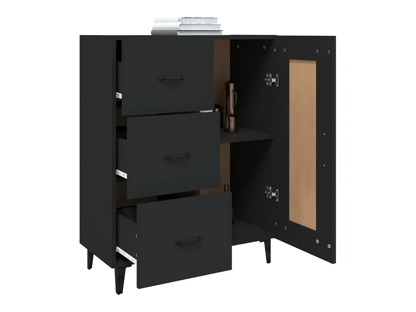Aparador negro 69,5x34x90 cm Madera de ingeniería