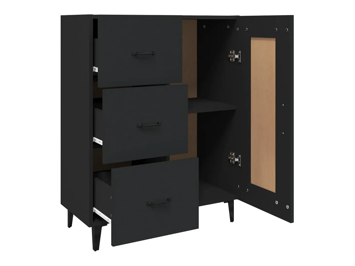 Aparador negro 69,5x34x90 cm Madera de ingeniería
