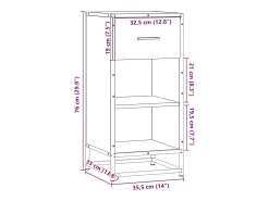 Aparador negro 35,5x35x76 cm madera contrachapada y metal