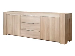 Aparador Nordo roble macizo blanqueado 2 puertas 3 cajones 228 cm