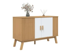 Aparador OLDEN blanco y marrón 114x43x73,5 cm madera maciza de pino