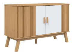 Aparador OLDEN blanco y marrón 114x43x73,5 cm madera maciza de pino