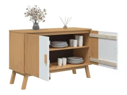 Aparador OLDEN blanco y marrón 114x43x73,5 cm madera maciza de pino