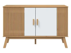 Aparador OLDEN blanco y marrón 114x43x73,5 cm madera maciza de pino