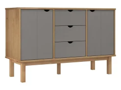 Aparador OTTA madera maciza pino marrón y gris 113,5x43x73 cm ES77918
