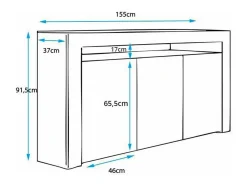 Aparador para Salón comedor en Negro con LED 155x37x91,5cm Aker