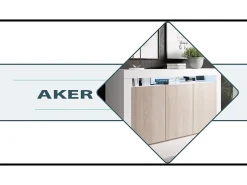 Aparador para Salón comedor en Blanco y Gris con LED 155x37x91,5cm Aker