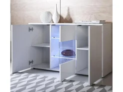 Aparador para Salón comedor en Blanco con LED 120x40x72cm Luke A2