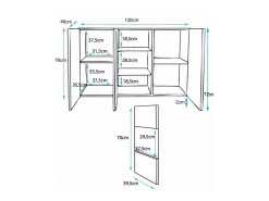 Aparador para Salón comedor en Blanco con LED 120x40x72cm Luke A2
