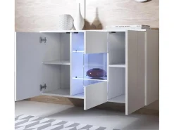 Aparador para Salón comedor en Blanco con LED 120x40x70cm Luke A2