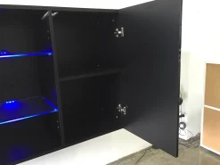 Aparador para Salón comedor en Blanco y Negro con LED 120x40x70cm Nora A2