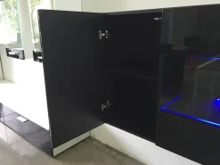 Aparador para Salón comedor en Blanco y Negro con LED 120x40x70cm Nora A2