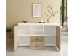 Aparador para Salón comedor en Blanco y Sonoma 140x40x80cm Roque