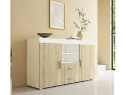 Aparador para Salón comedor en Blanco y Sonoma 140x40x80cm Roque